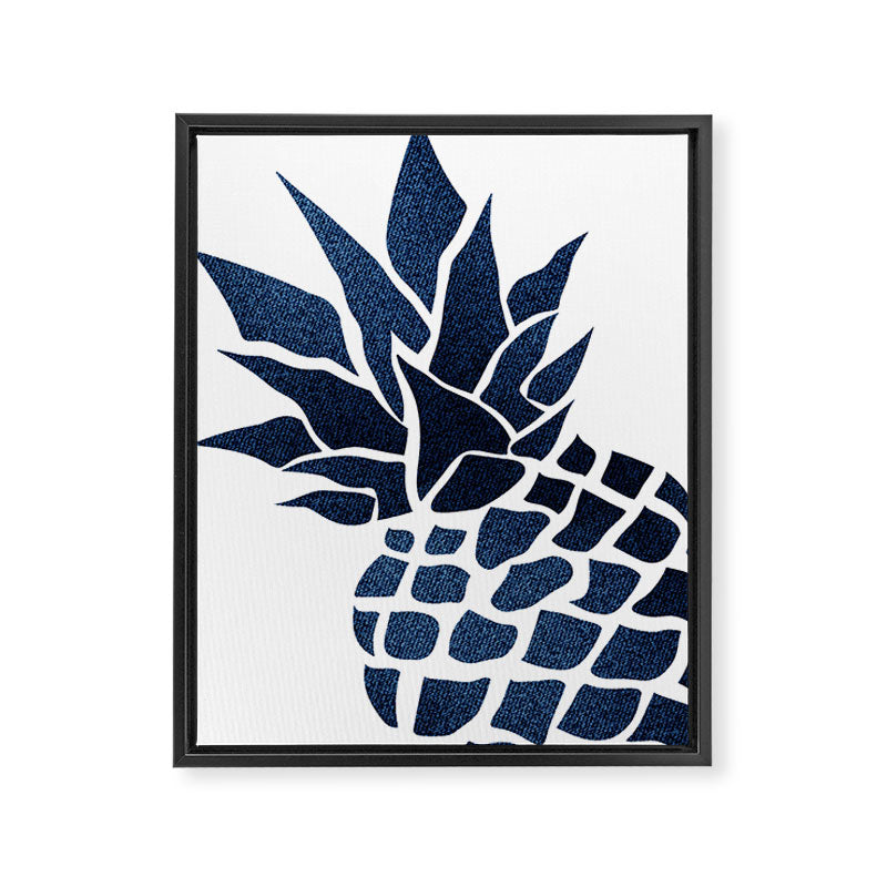 Pineapple, Big Blue, Denim Navy Framed Canvas Print Gallery Image 8