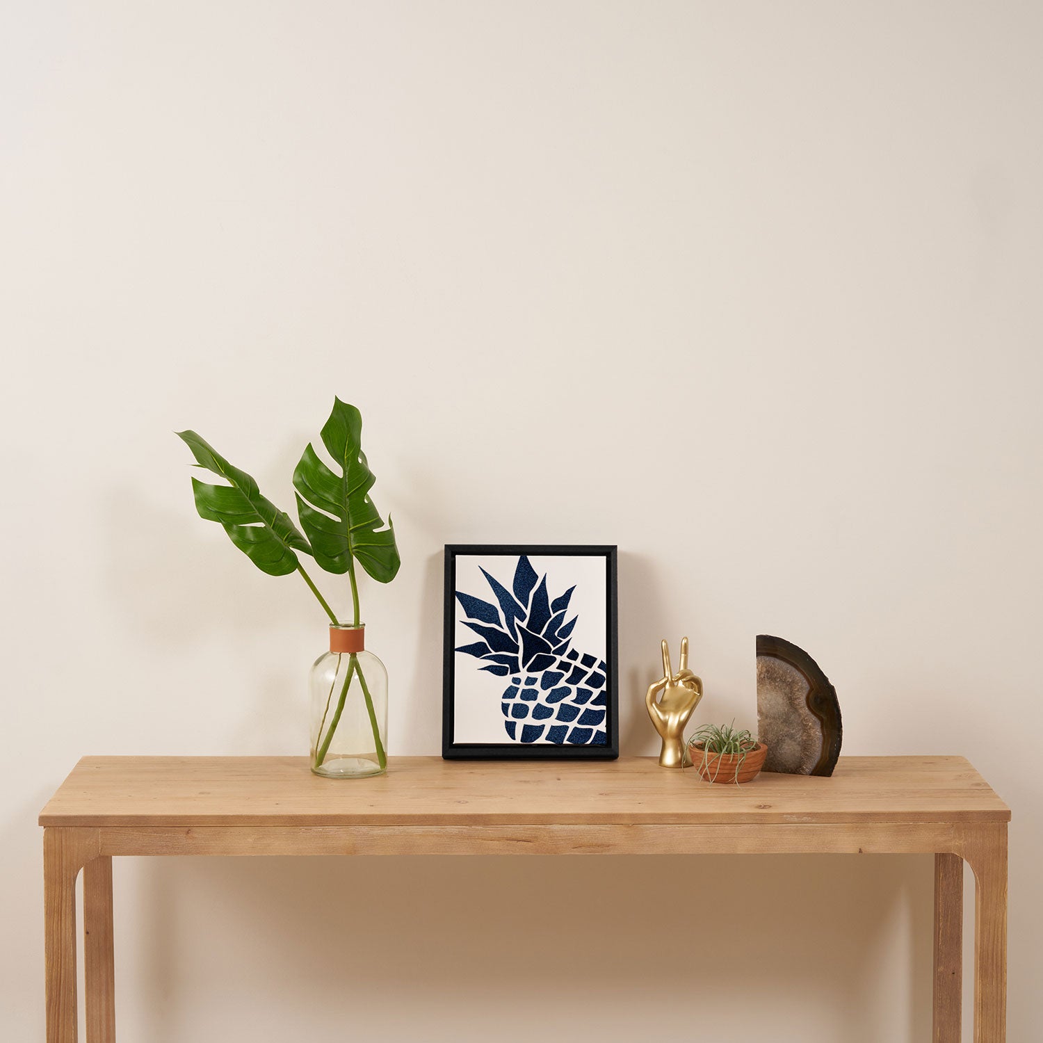 Pineapple, Big Blue, Denim Navy Framed Canvas Print Gallery Image 4