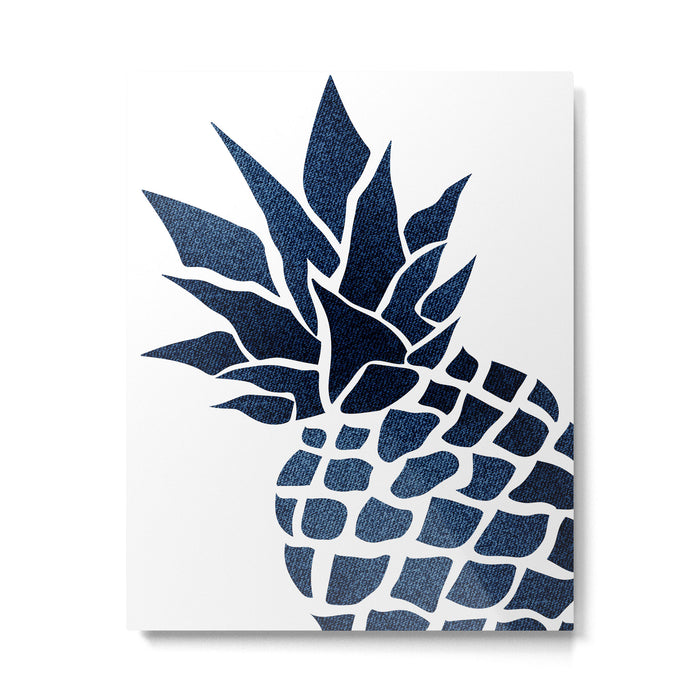 Pineapple, Big Blue, Denim Navy Metal Print Gallery Image 1