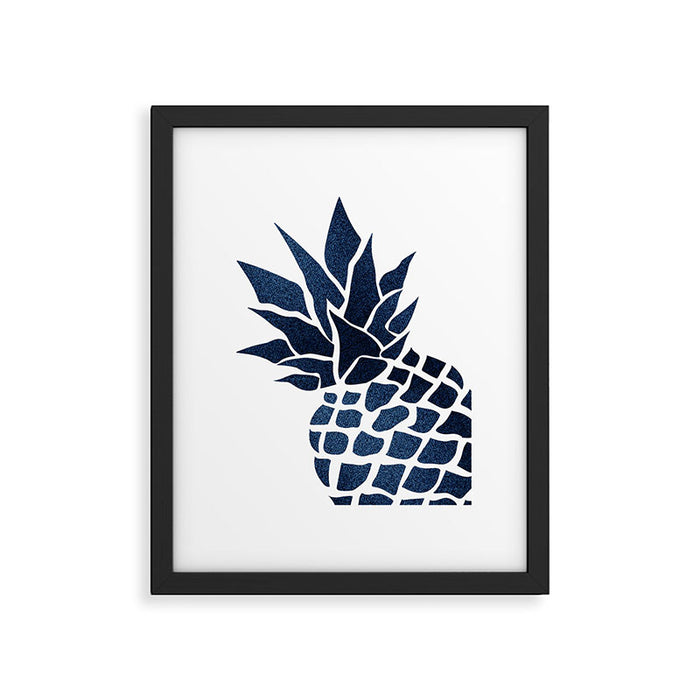 Pineapple, Big Blue, Denim Navy Framed Art Print Gallery Image 1