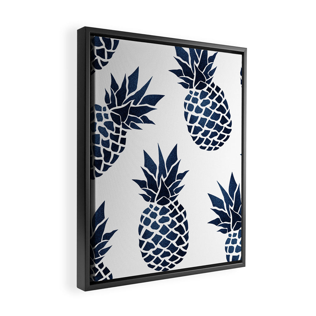Pineapple Blue Denim Framed Canvas Print Gallery Image 2