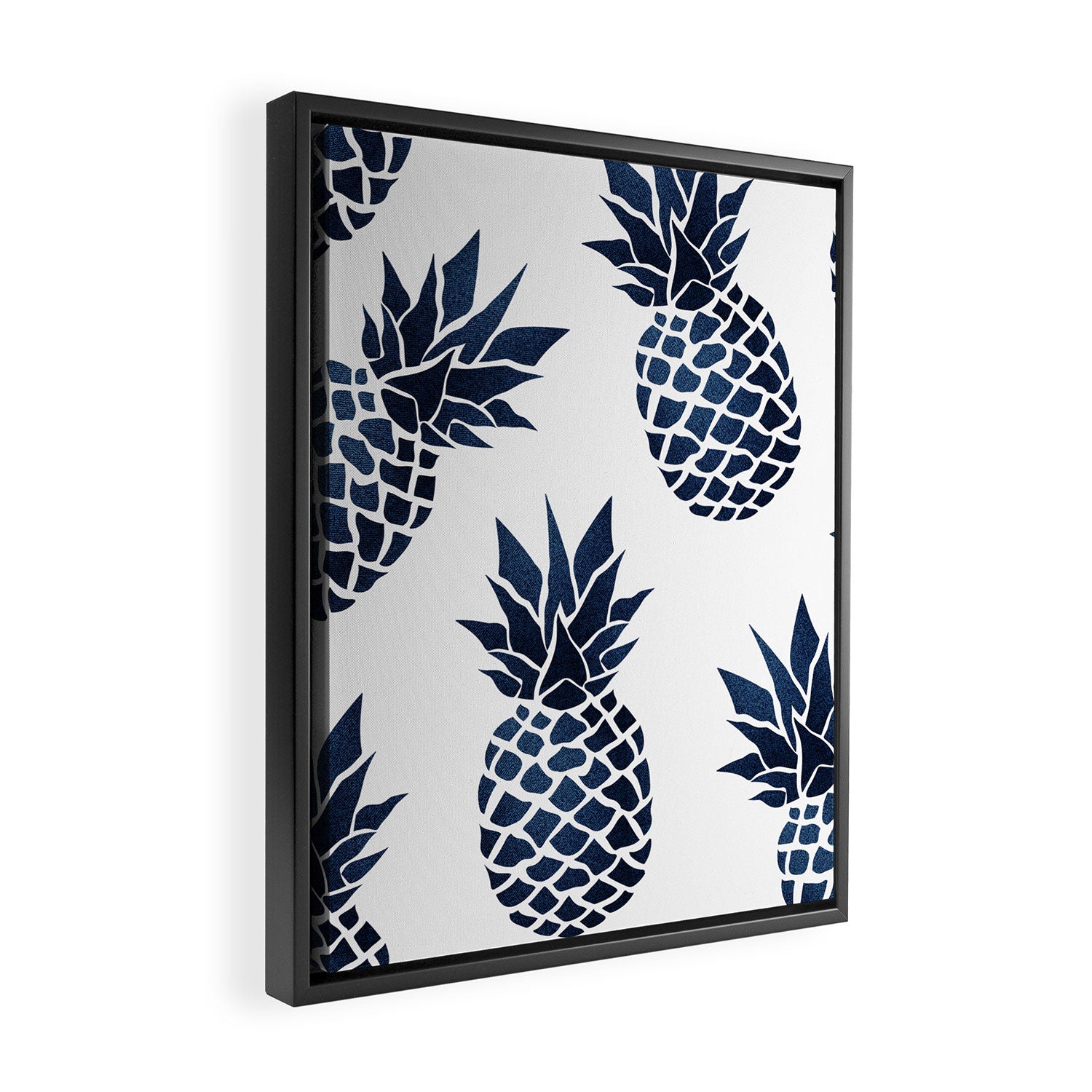 Pineapple Blue Denim Framed Canvas Print Gallery Image 2