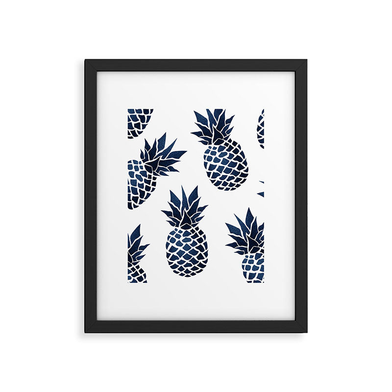 Pineapple Blue Denim Framed Art Print Gallery Image 4