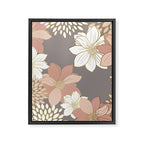 Pink and Gold Floral Garden on Gray Framed Canvas Print Gallery Image 8
