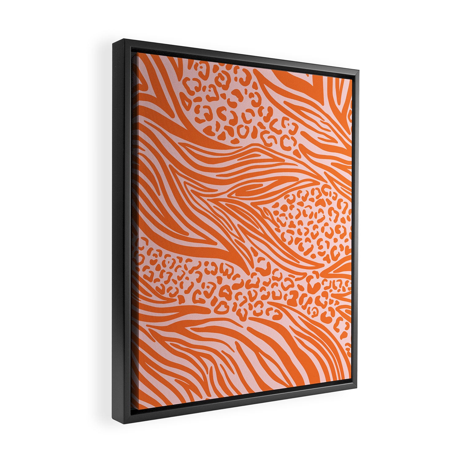Pink and Orange Tiger and Cheetah Prints Framed Canvas Print Gallery Image 2