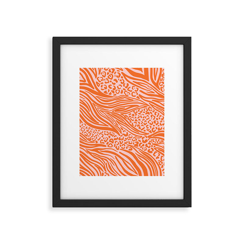 Pink and Orange Tiger and Cheetah Prints Framed Art Print Gallery Image 6