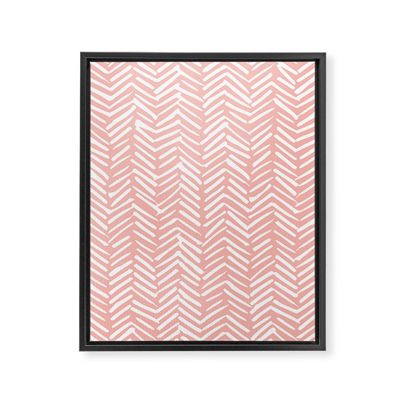 Pink, Boho, Abstract, Herringbone Pattern Framed Canvas Print Gallery Image 8