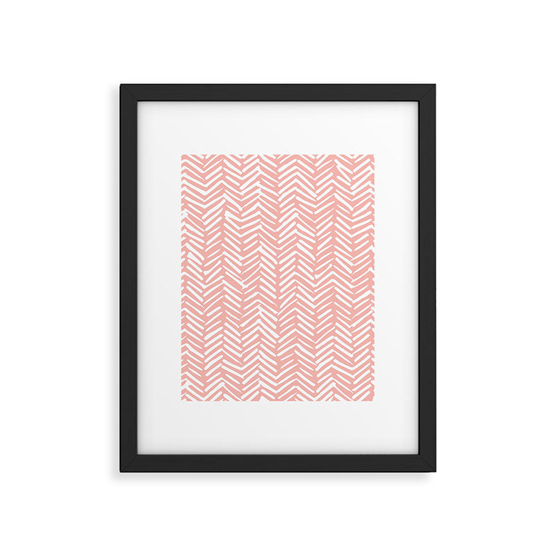 Pink, Boho, Abstract, Herringbone Pattern Framed Art Print Gallery Image 6