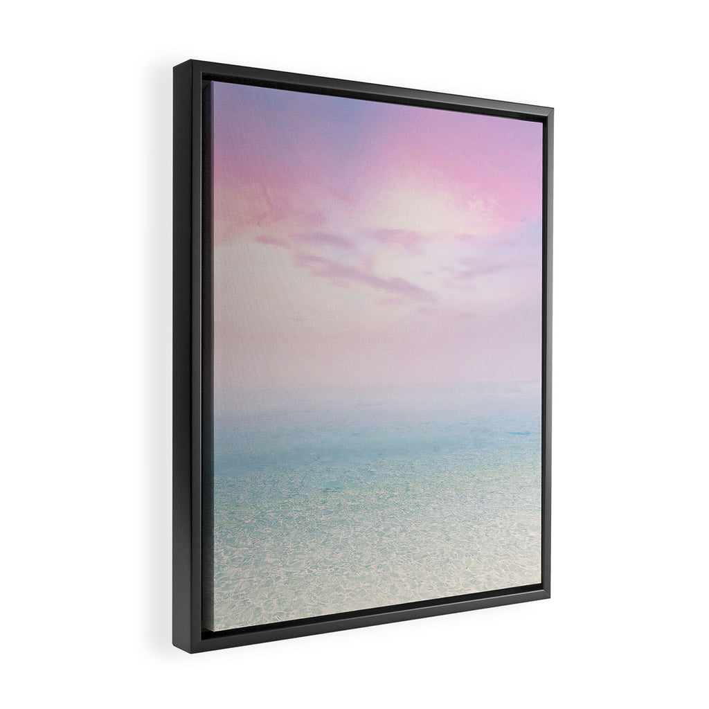 Pink Sunset, Ocean Art Framed Canvas Print Gallery Image 2