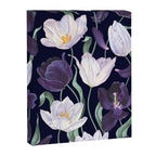 Purple and White Tulip Floral Prints on Navy Blue Canvas Print Gallery Image 8