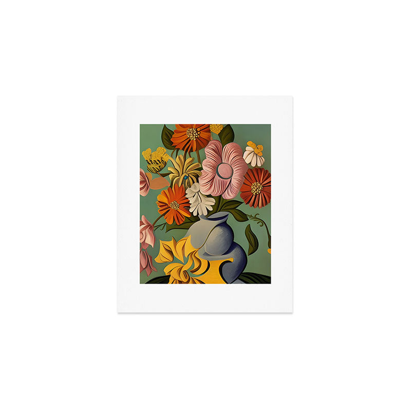 Quirky Abstract Vintage Retro Floral Art Print Gallery Image 1