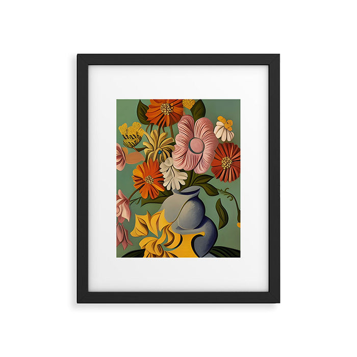 Quirky Abstract Vintage Retro Floral Framed Art Print Gallery Image 1