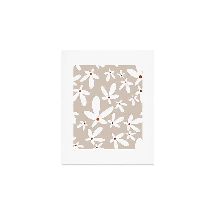 Quirky Florals in Beige, Terracotta and White Art Print Gallery Image 1
