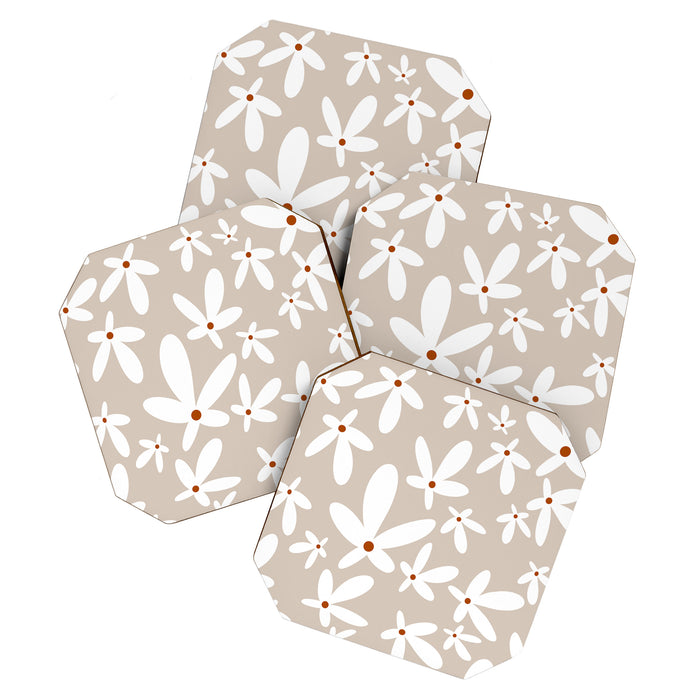 Quirky Florals in Beige, Terracotta and White Coaster Gallery Image 1