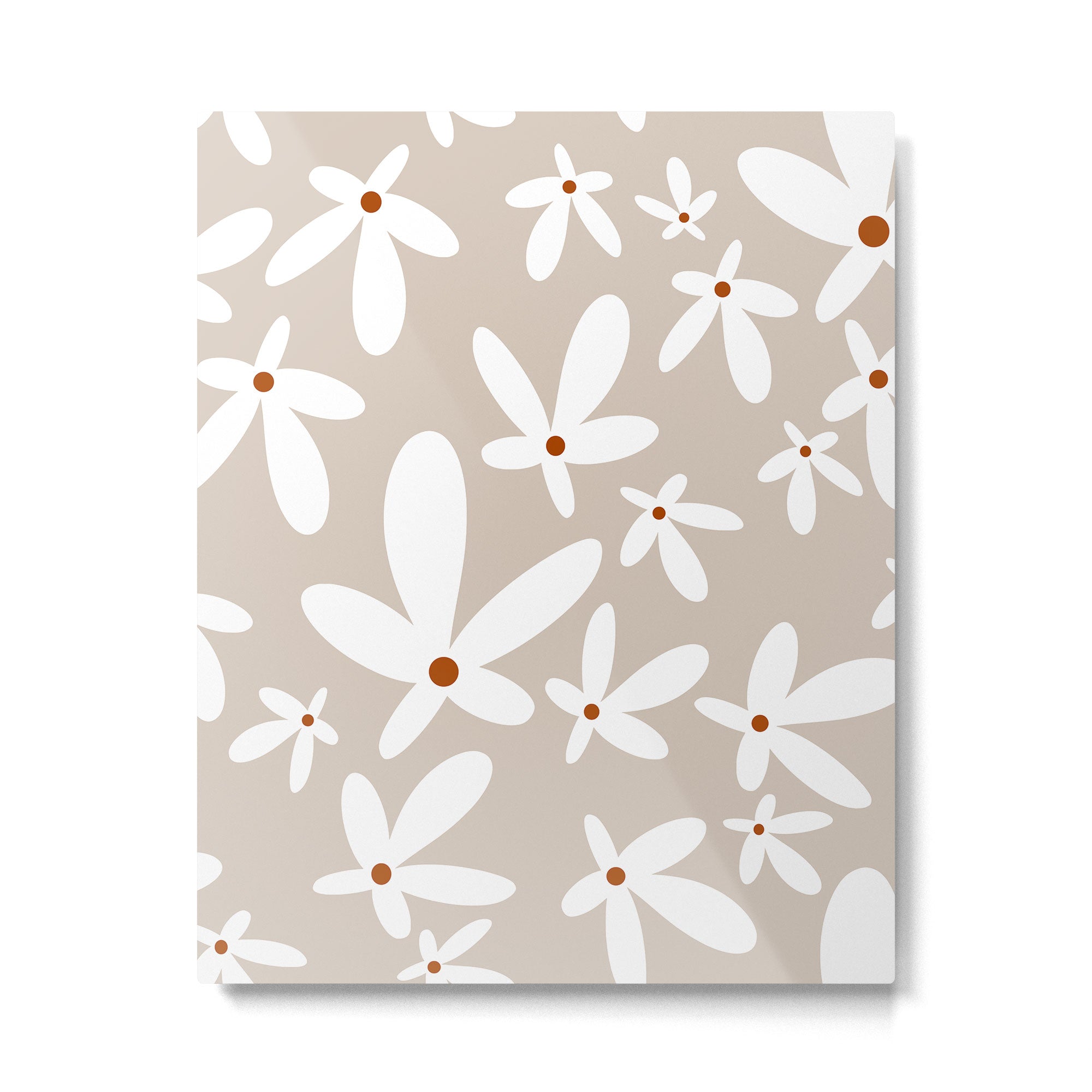 Quirky Florals in Beige, Terracotta and White Metal Print Gallery Image 6