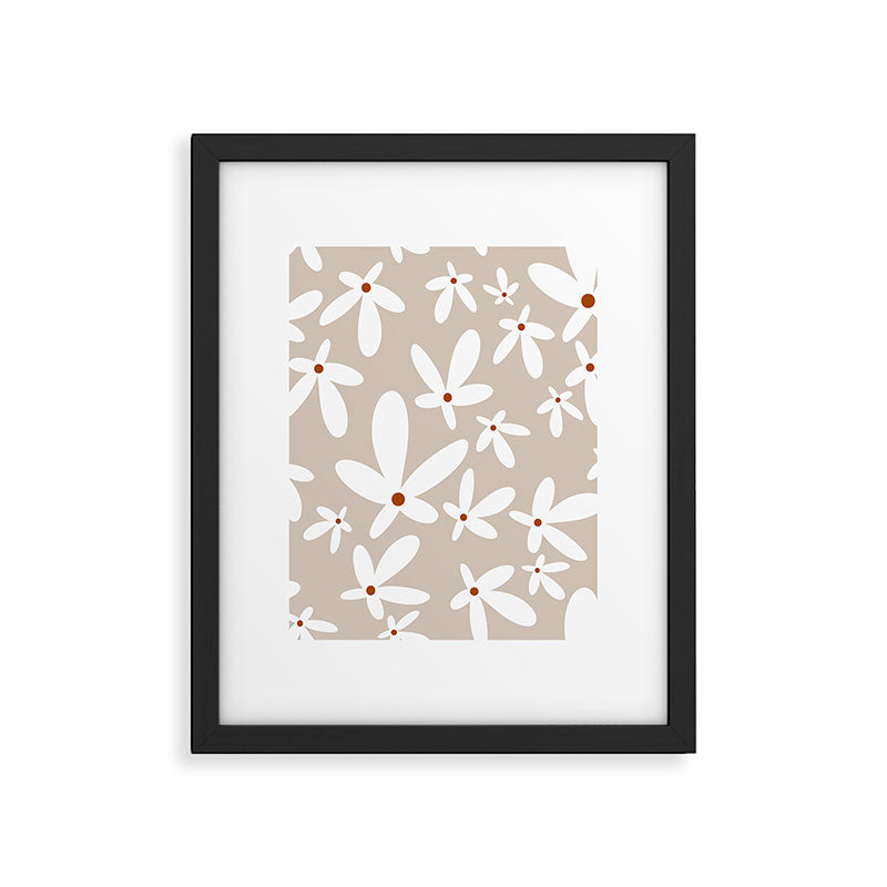 Quirky Florals in Beige, Terracotta and White Framed Art Print Gallery Image 6