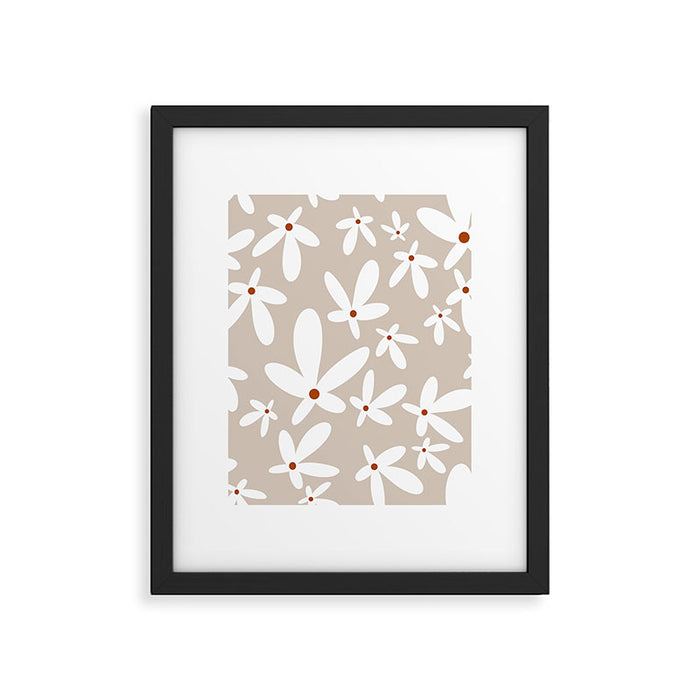 Quirky Florals in Beige, Terracotta and White Framed Art Print Gallery Image 1