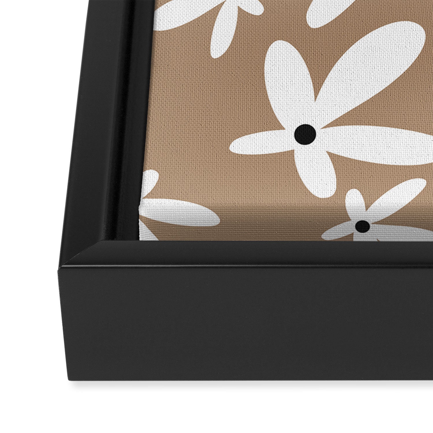 Quirky Florals in Mocha, Black and White Framed Canvas Print Gallery Image 3