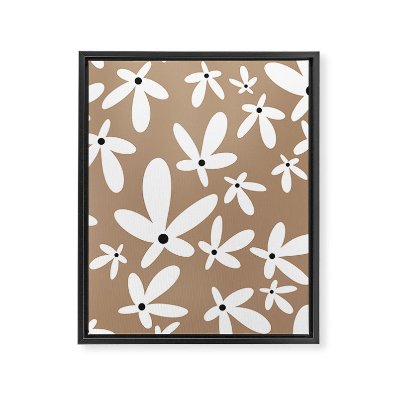 Quirky Florals in Mocha, Black and White Framed Canvas Print Gallery Image 8