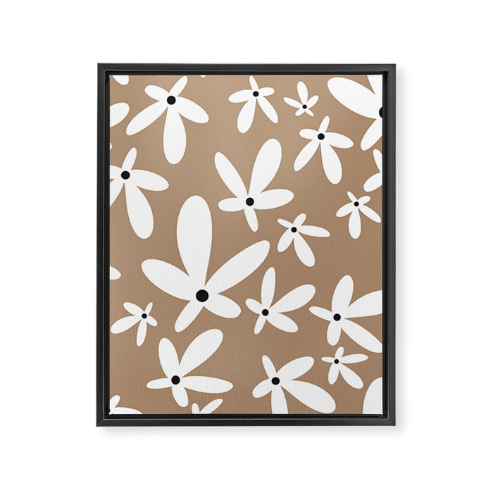 Quirky Florals in Mocha, Black and White Framed Canvas Print Gallery Image 1