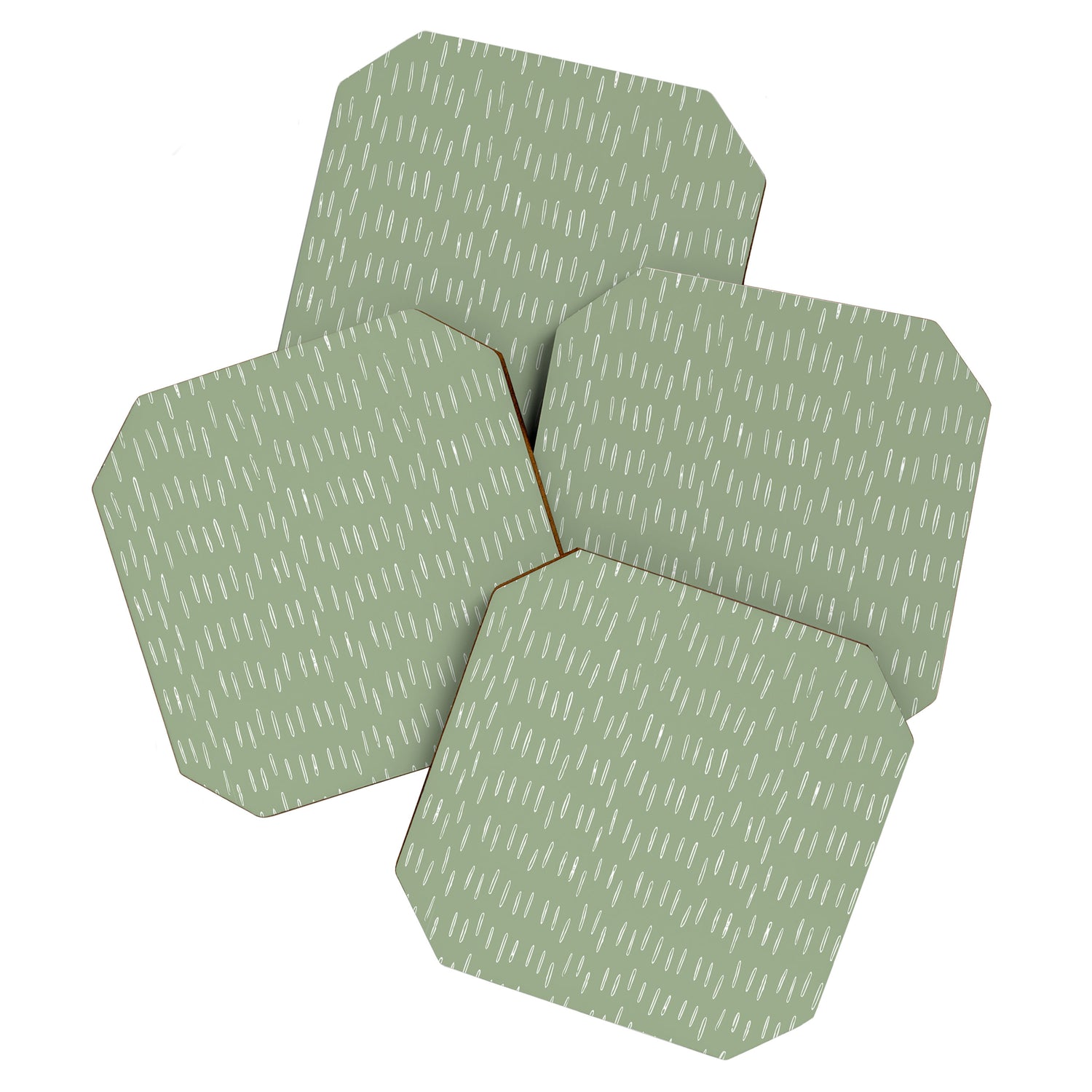 Raindrop Boho Abstract Pattern, Sage Green Coaster Gallery Image 1