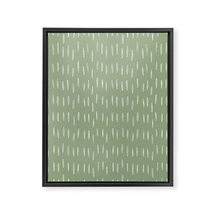 Raindrop Boho Abstract Pattern, Sage Green Framed Canvas Print Gallery Image 1