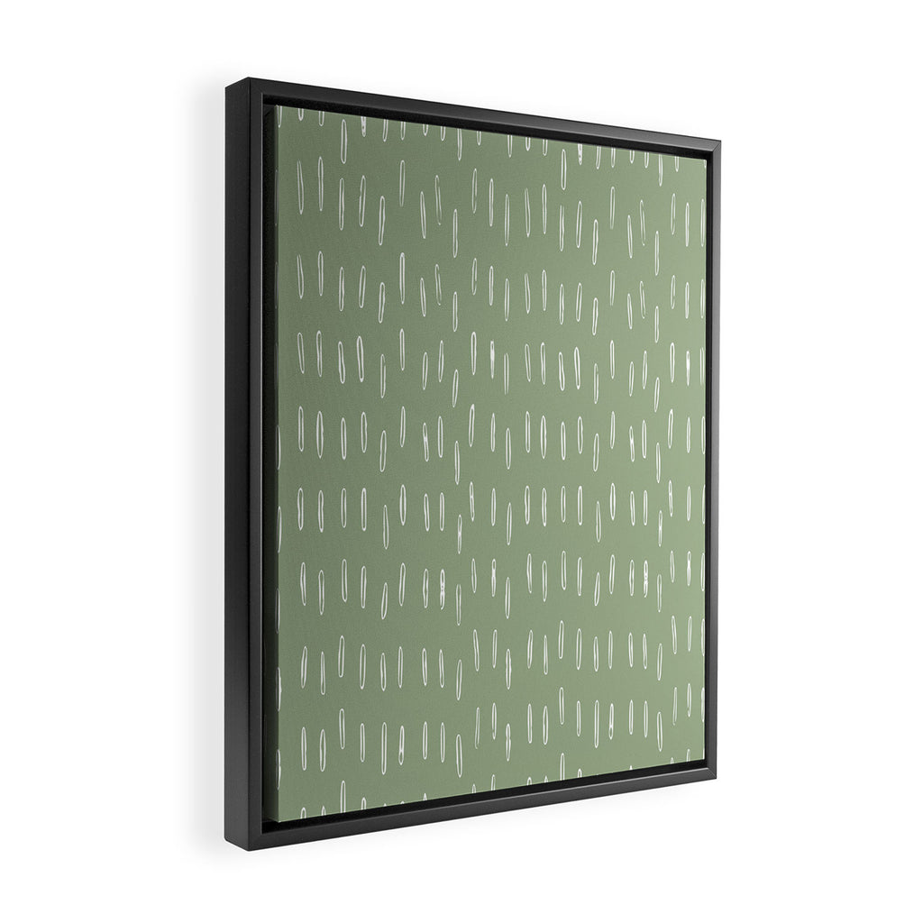 Raindrop Boho Abstract Pattern, Sage Green Framed Canvas Print Gallery Image 2