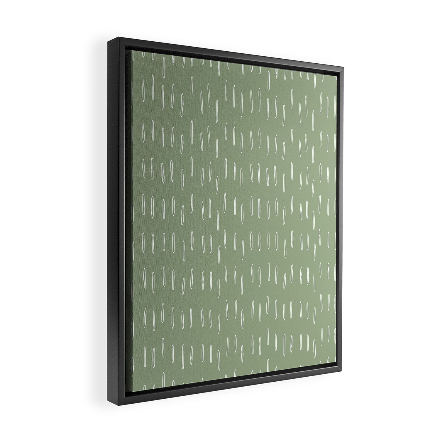 Raindrop Boho Abstract Pattern, Sage Green Framed Canvas Print Gallery Image 2