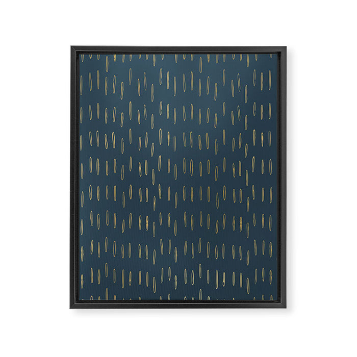 Raindrops, Mudcloth, Teal and Gold, Boho Wall Art Framed Canvas Print Gallery Image 1