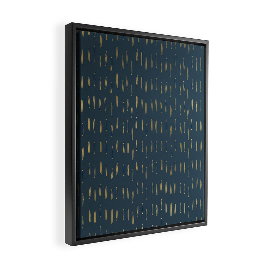 Raindrops, Mudcloth, Teal and Gold, Boho Wall Art Framed Canvas Print Gallery Image 2