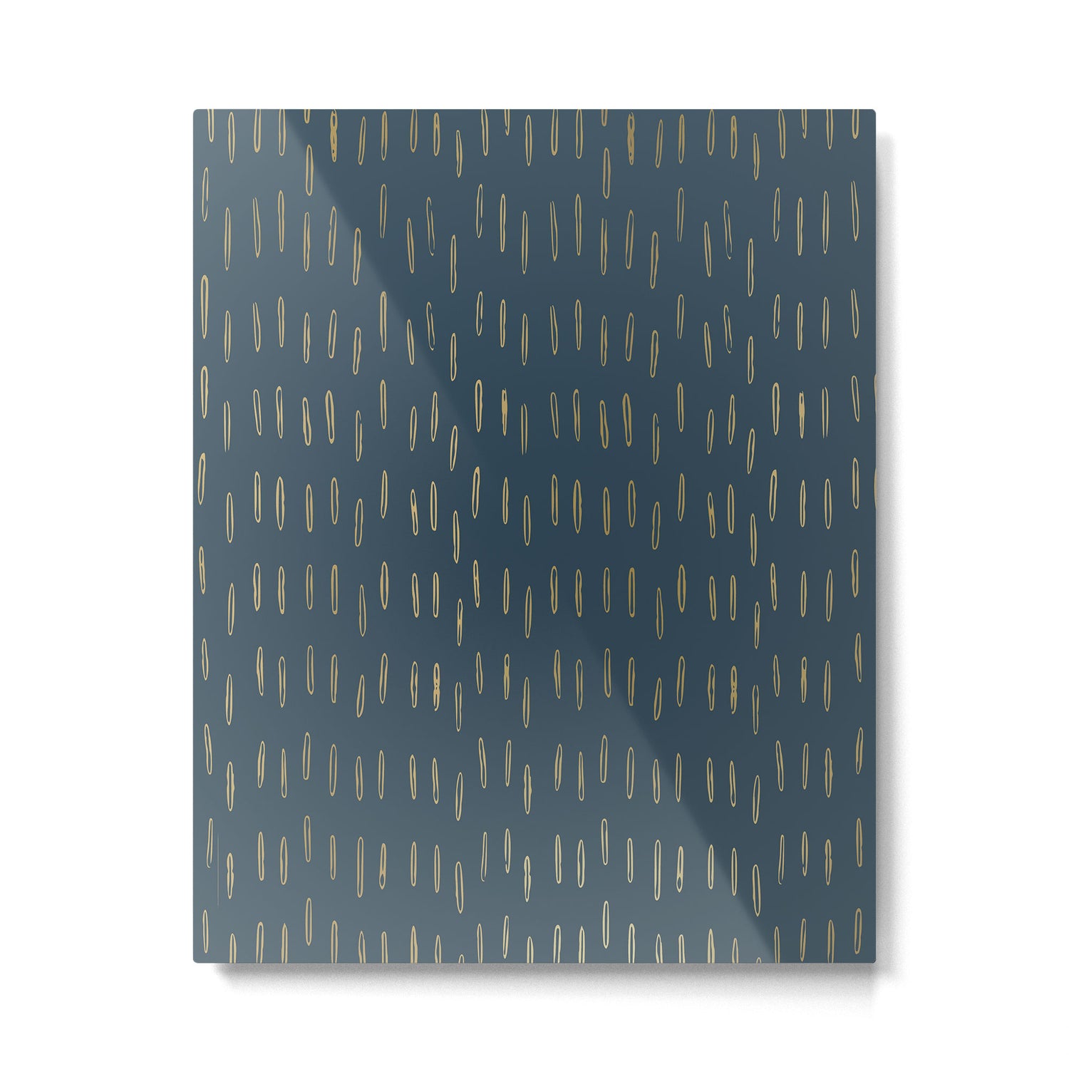 Raindrops, Mudcloth, Teal and Gold, Boho Wall Art Metal Print Gallery Image 6