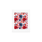 Red and Blue, Watercolor Painting of Flowers, Digital Art Art Print Gallery Image 1