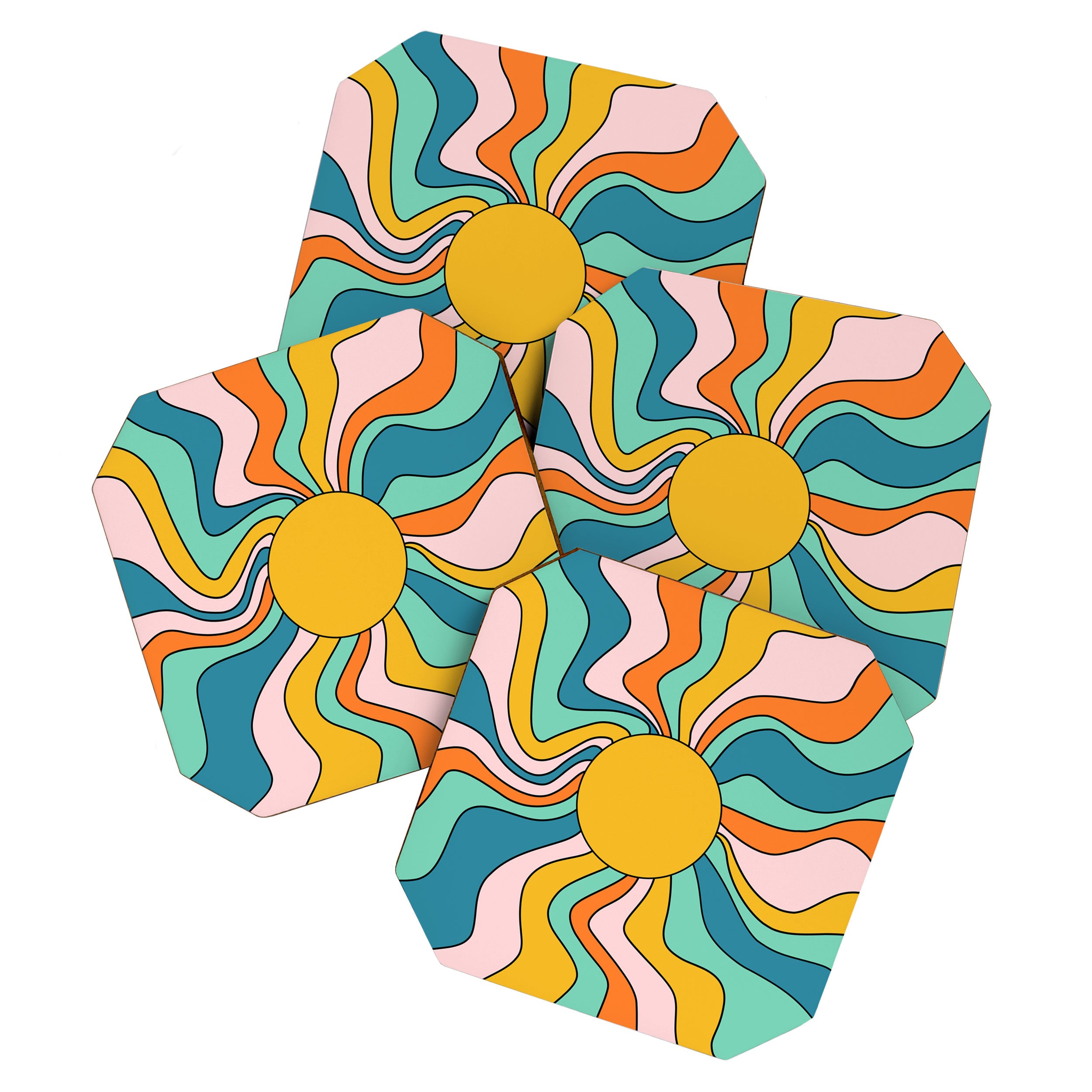 Retro 70s Colorful Sunshine Coaster Gallery Image 1