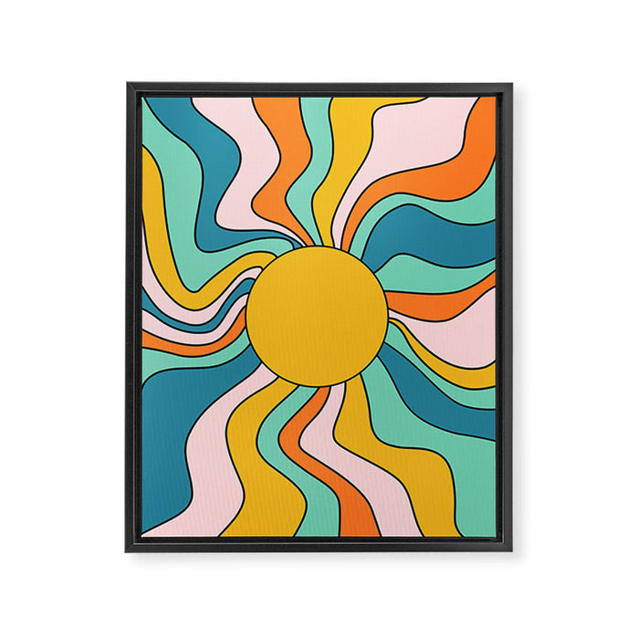 Retro 70s Colorful Sunshine Framed Canvas Print Gallery Image 1