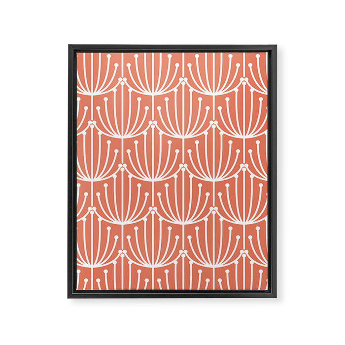 Retro Art, Floral Prints, Coral and White Framed Canvas Print Gallery Image 1