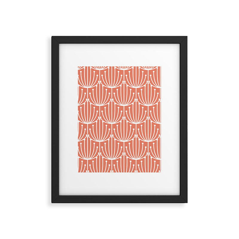 Retro Art, Floral Prints, Coral and White Framed Art Print Gallery Image 6