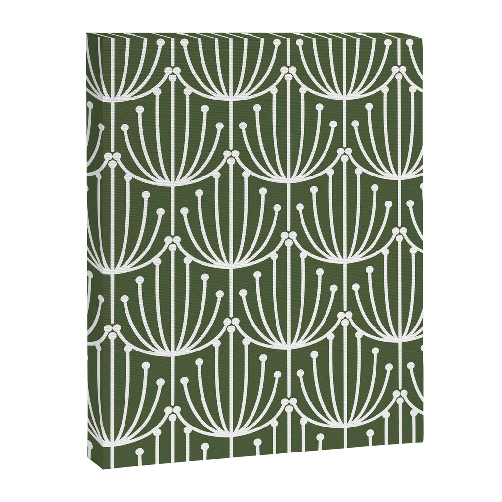 Retro Art, Floral Prints, Dark Green and White Canvas Print Gallery Image 8