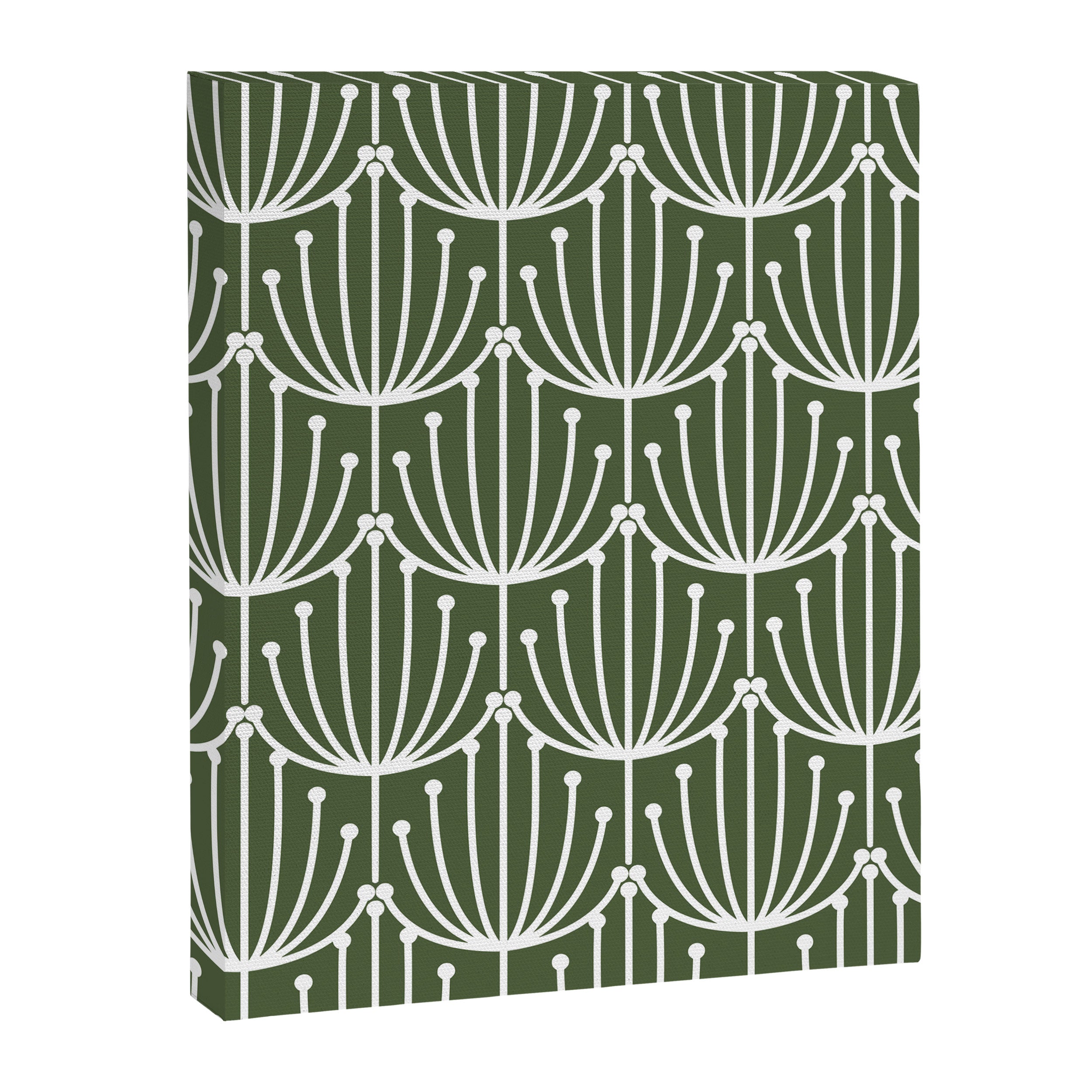 Retro Art, Floral Prints, Dark Green and White Canvas Print Gallery Image 8