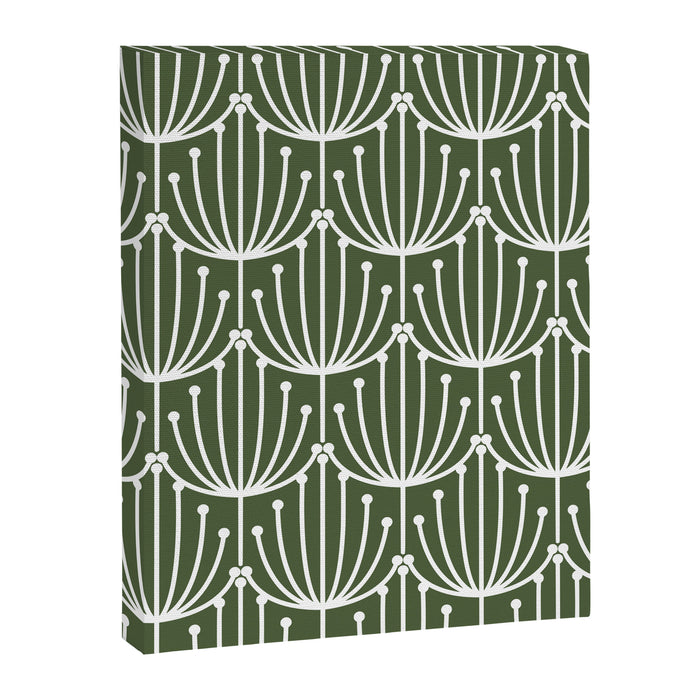 Retro Art, Floral Prints, Dark Green and White Canvas Print Gallery Image 1