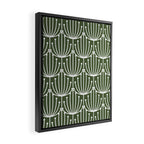 Retro Art, Floral Prints, Dark Green and White Framed Canvas Print Gallery Image 2