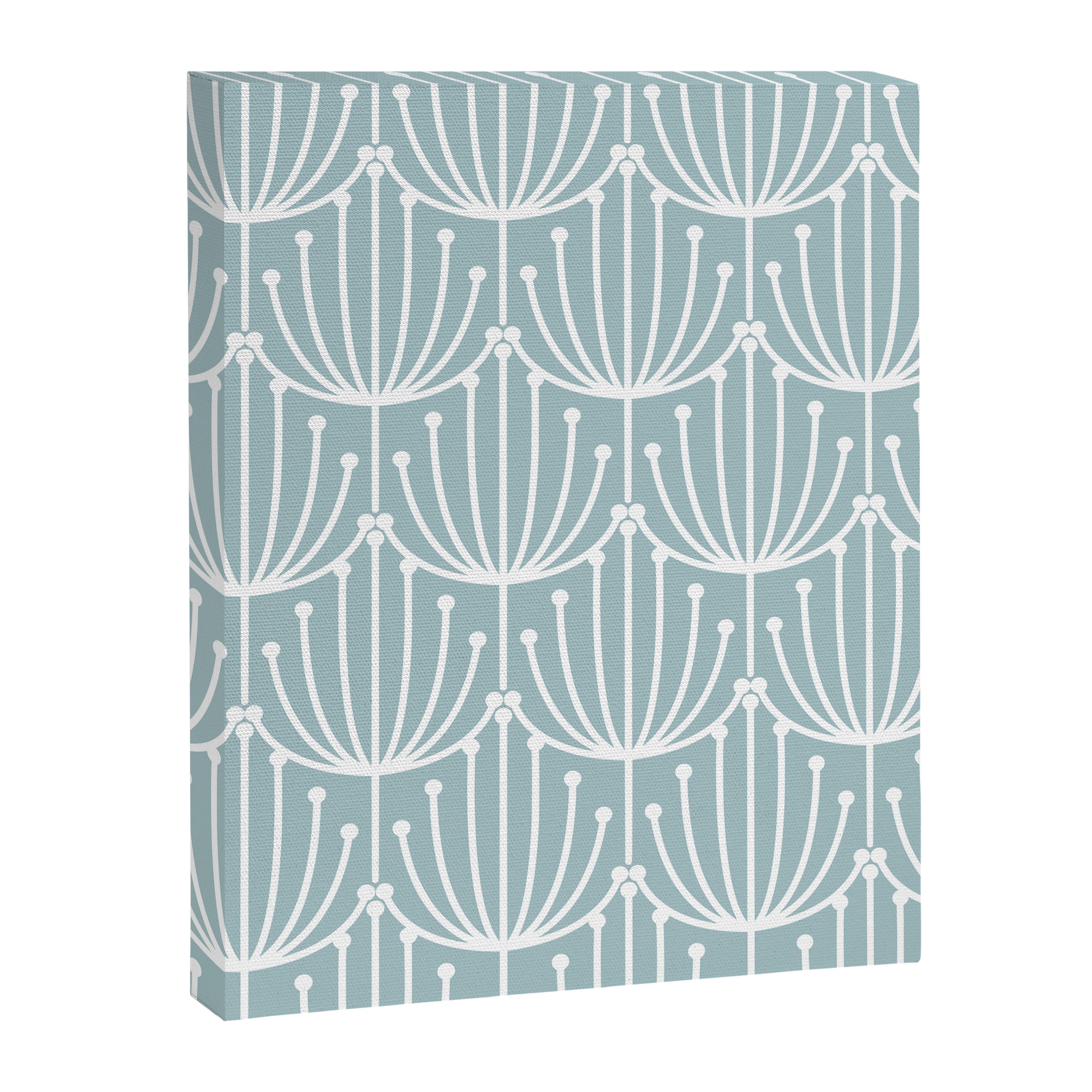 Retro Art, Floral Prints, Light Blue and White Canvas Print Gallery Image 8