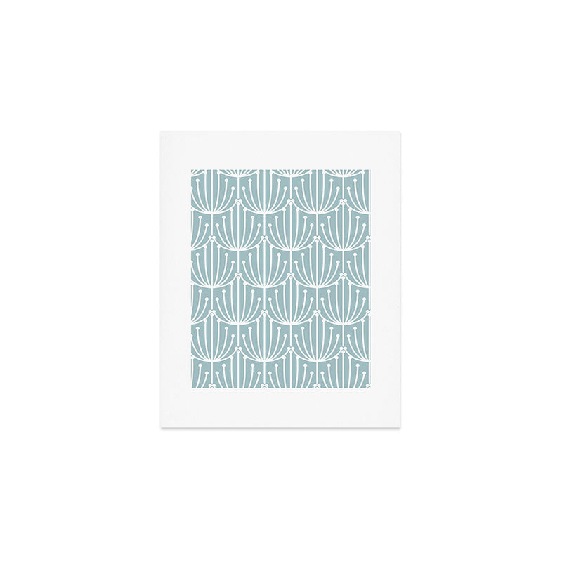 Retro Art, Floral Prints, Light Blue and White Art Print Gallery Image 1