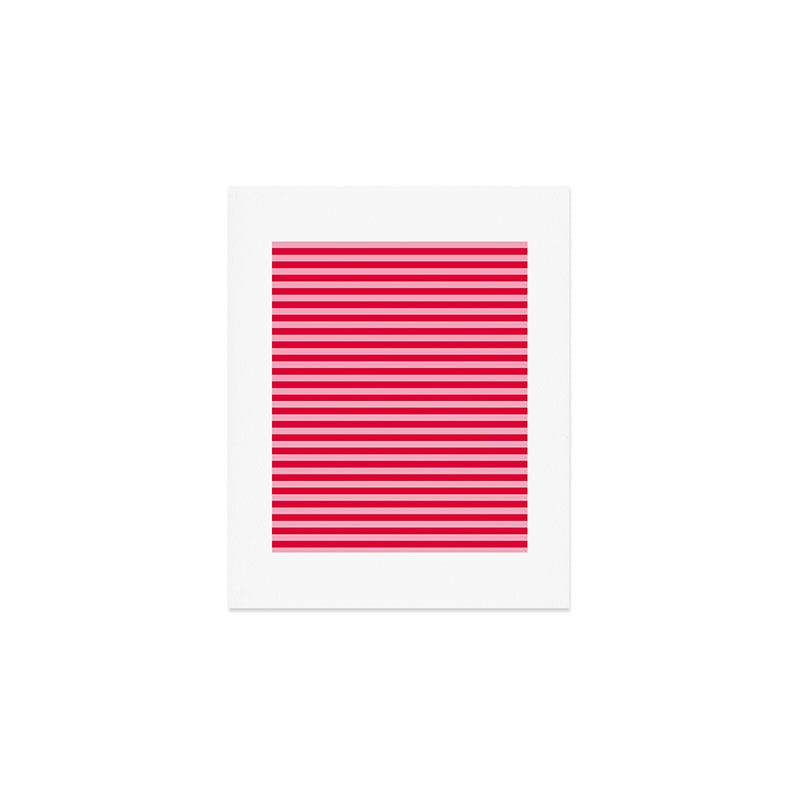 Retro, Beach, Colorful Stripes, Pink and Red Art Print Gallery Image 1