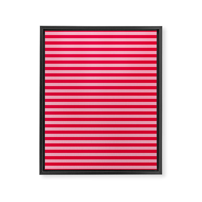 Retro, Beach, Colorful Stripes, Pink and Red Framed Canvas Print Gallery Image 1