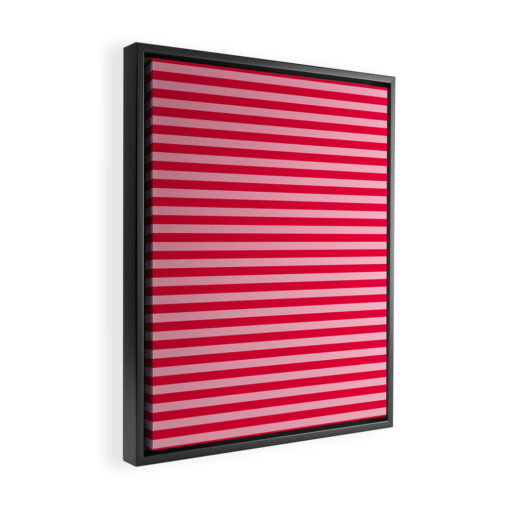 Retro, Beach, Colorful Stripes, Pink and Red Framed Canvas Print Gallery Image 2