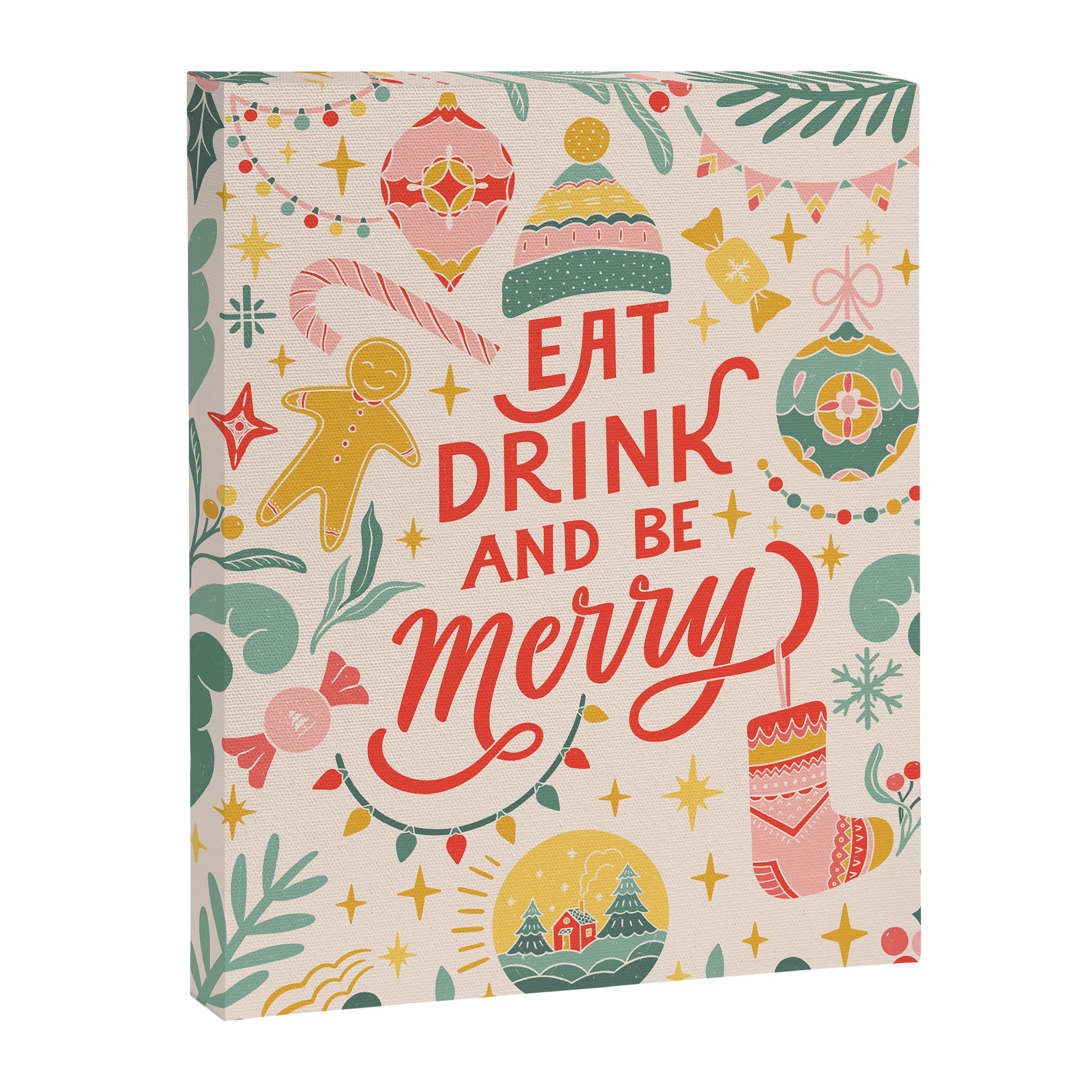 Retro Christmas, Eat, Drink And Be Merry Canvas Print Gallery Image 6