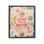 Retro Christmas, Eat, Drink And Be Merry Framed Canvas Print Gallery Image 6
