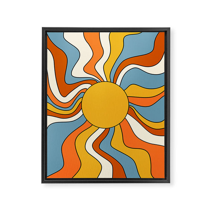 Retro Groovy Sun, 70s Print Framed Canvas Print Gallery Image 1