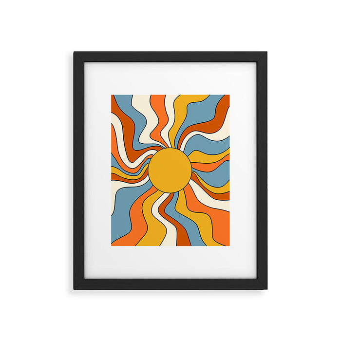 Retro Groovy Sun, 70s Print Framed Art Print Gallery Image 1