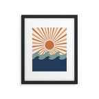 Retro, Sun and Wave Art, Blue and Orange Framed Art Print Gallery Image 4